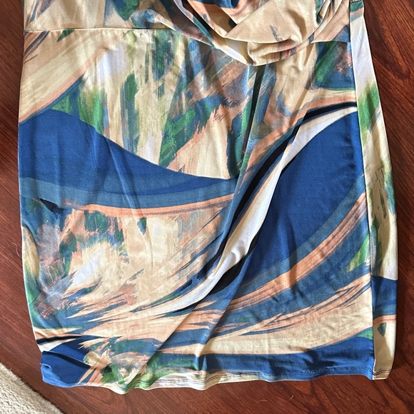 Simply Vera Vera Wang Asymmetrical Blue and Cream Dress size medium - Picture 5 of 7